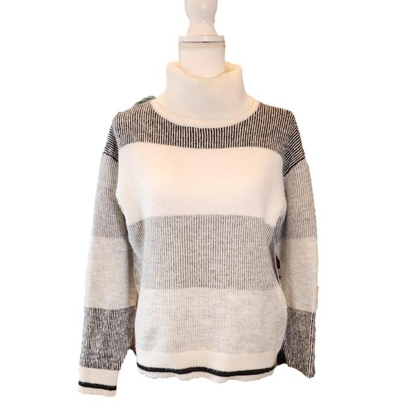 Liz Claiborne Cashmere-feel Knit Sweater - Black, Grey, and White. NWT - Size M - Picture 1 of 6